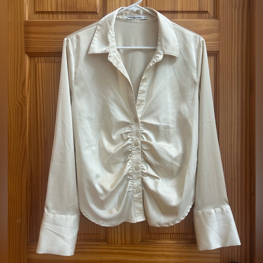 Abercrombie & Fitch Cream Button-Down Shirt
